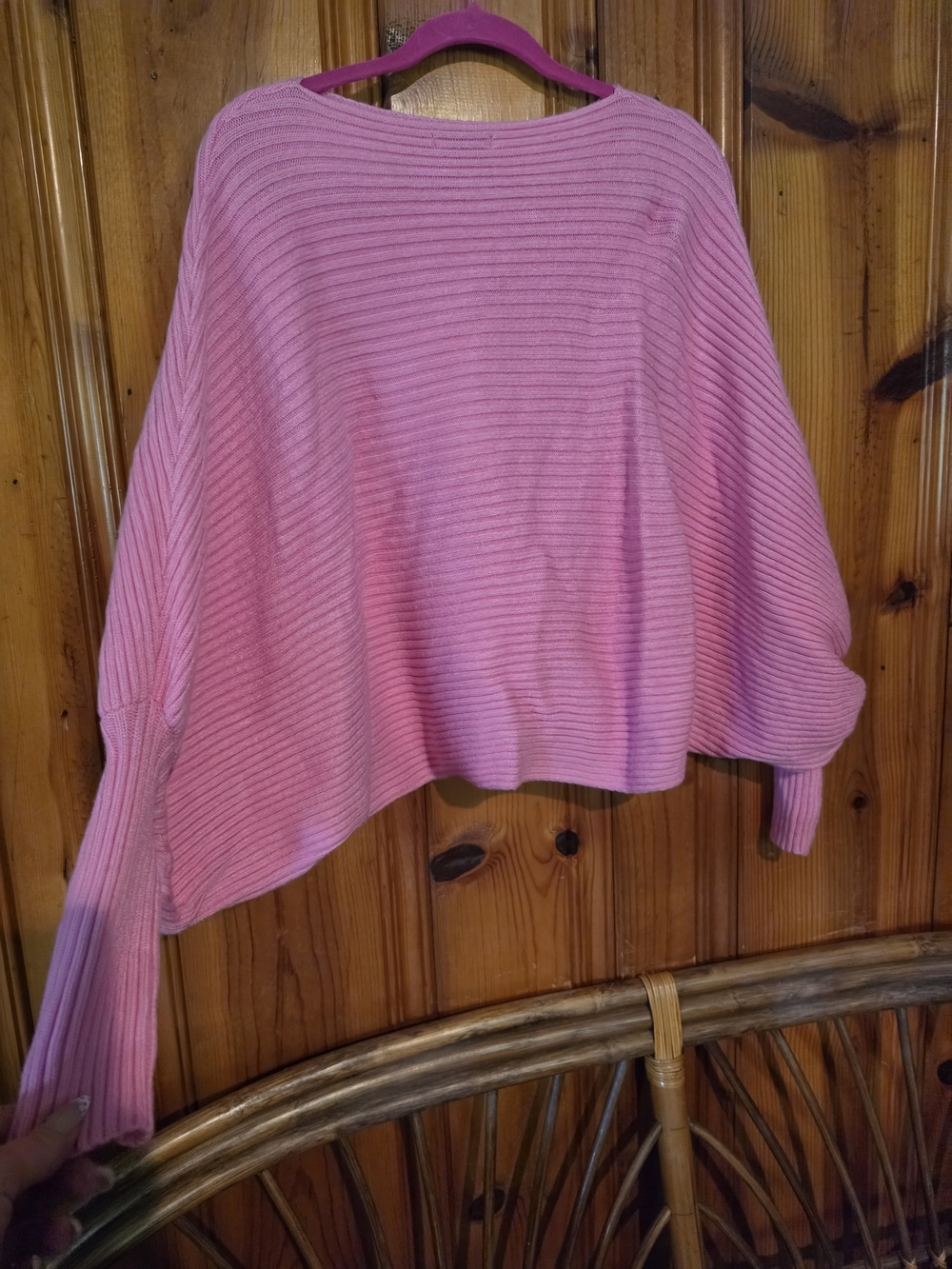 Off-Shoulder Ribbed Knit Sweater - Pink - Picture 9 of 12
